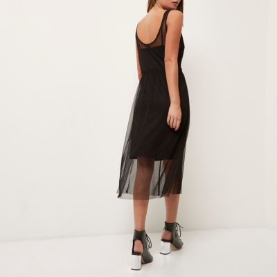 Black layered mesh dress